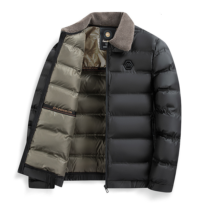 2024 Winter New Designer Collar Warm Solid Color Casual Business Short Style Dad's Cotton Jacket