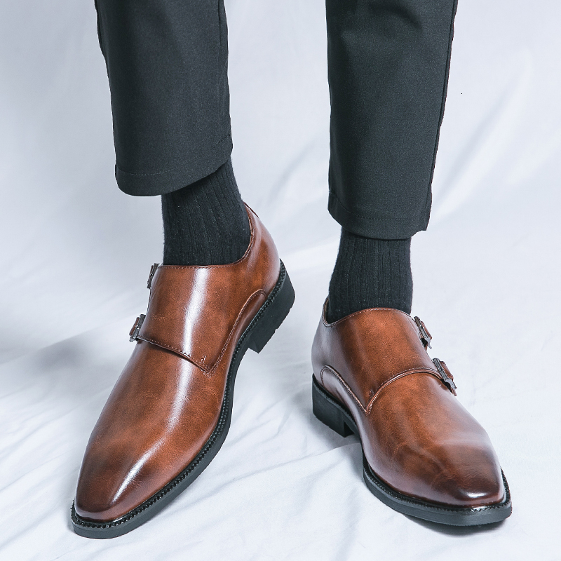 S Pointed Leather For Men, Korean Version, Trendy British Style, One Foot Business Casual Formal Men's Shoes