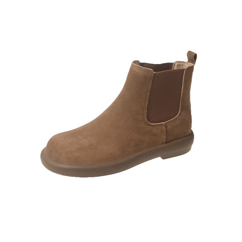 Women Fashion Boots:Retro Style Thick Sole Martin Boots Winter New Trendy Versatile Round Toe,Light Tan/Coffee,Free shipping