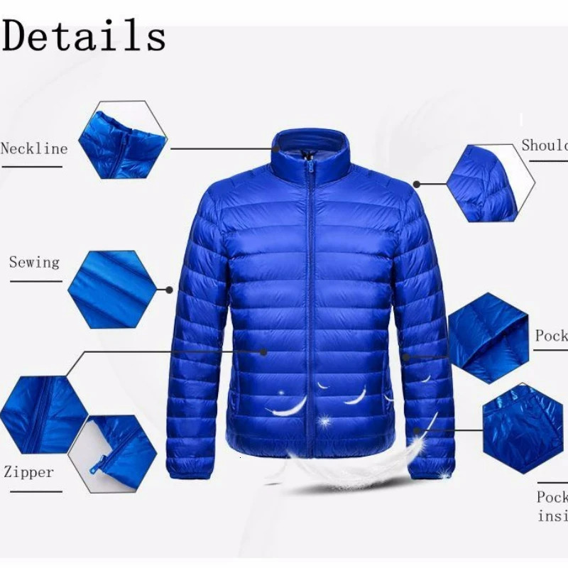 Winter Mens Down Jacket Ultra Light Men Windbreaker Feather Man Lightweight Portable Warm Coat 241024