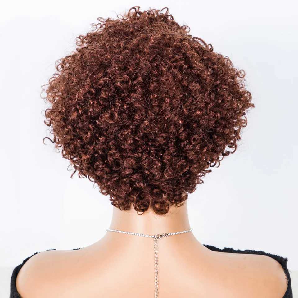 Trueme short twisted curly wig Brazil African twisted curly wig black female reddish brown curly e with bangs cut wig M241028