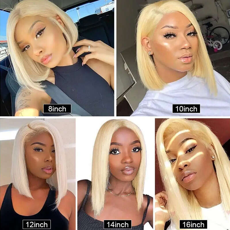 x Blonde BOB Ombre Lace Fornt Wig Short Straight Bob Braizilian Human Hair Wigs Transparent Frontal Preplucked