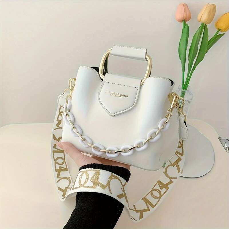 Fashion Crossbody Bucket Trendy PU Shoulder Bag, Women's Casual Handbag & Tote Purse