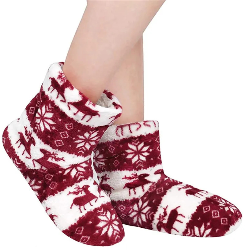 Womens Slippers Winter Floor Shoes Indoor Home Christmas Elk Fur Contton Plush Anti S Non Slip soft deer Warm Female Boots 241025