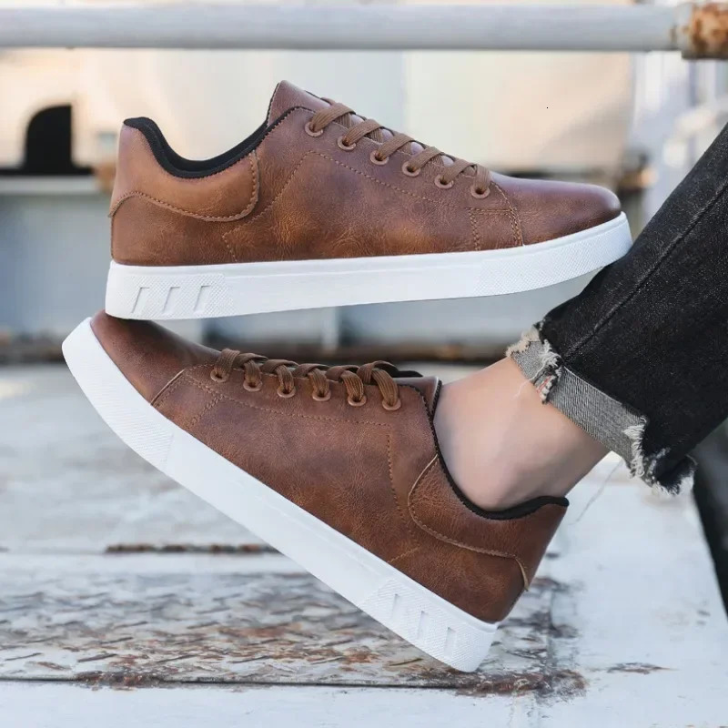 Classic Men Leather Shoes Spring Summer Trendy All-match Platform Casual Shoes Loafers British Leather Sneakers Flats Shoes 241025
