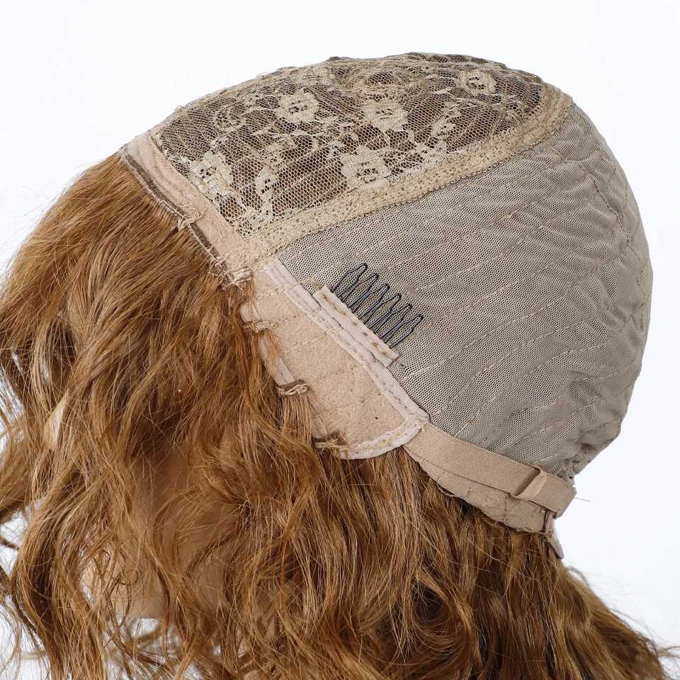 Big fluffy brown mixed blonde bob curly wig without glue with fringe bangs honey curly bob wig side part pre picked M241028