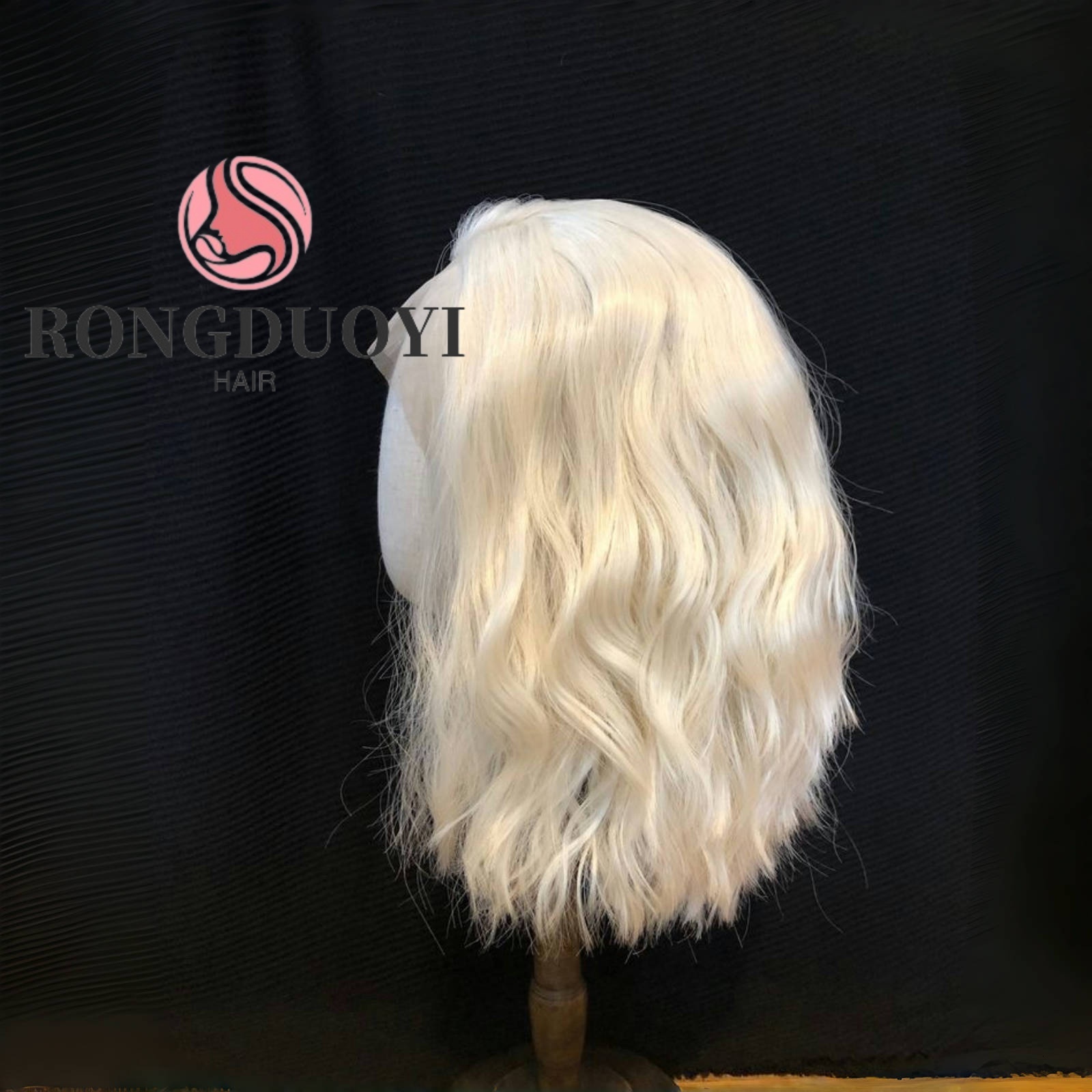 Platinum Blonde Bob Natural Wavy Synthetic Front Wig Curly Shoulder Short Hair Colored 13X4 Lace Frontal Wigs for Women