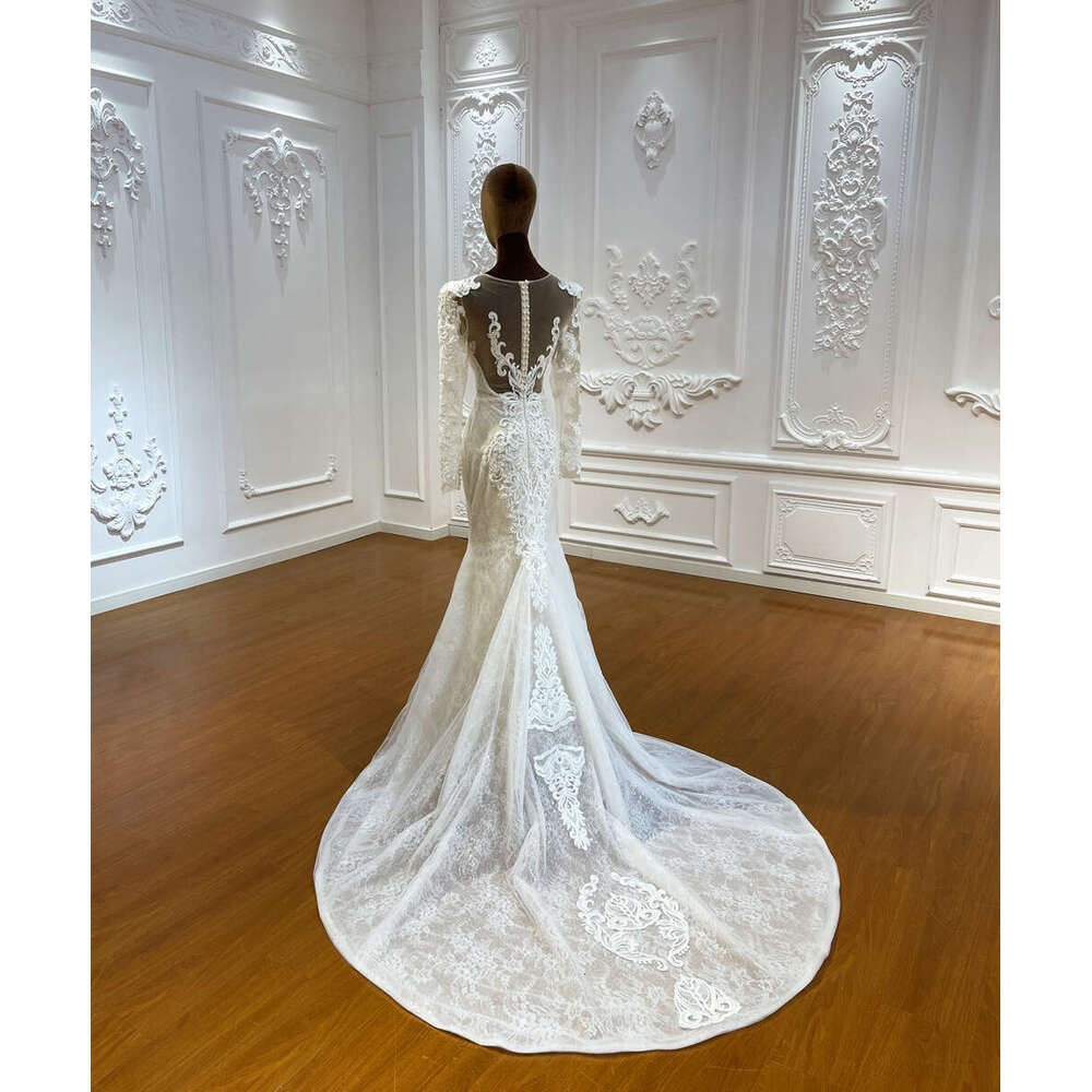 Hot sale Long Sleeve Show The Fish Bones Mermaid Bridal Wedding Dress