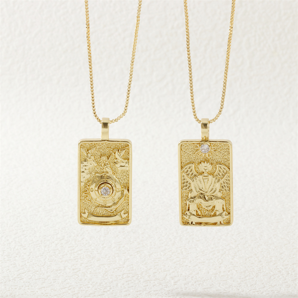 Tarot Pendant Necklace Stars, Moons, Lovers , Etc Retro Design Luxury Women Jewelry Gold-plated Brass Necklace High Quality Christmas Gifts