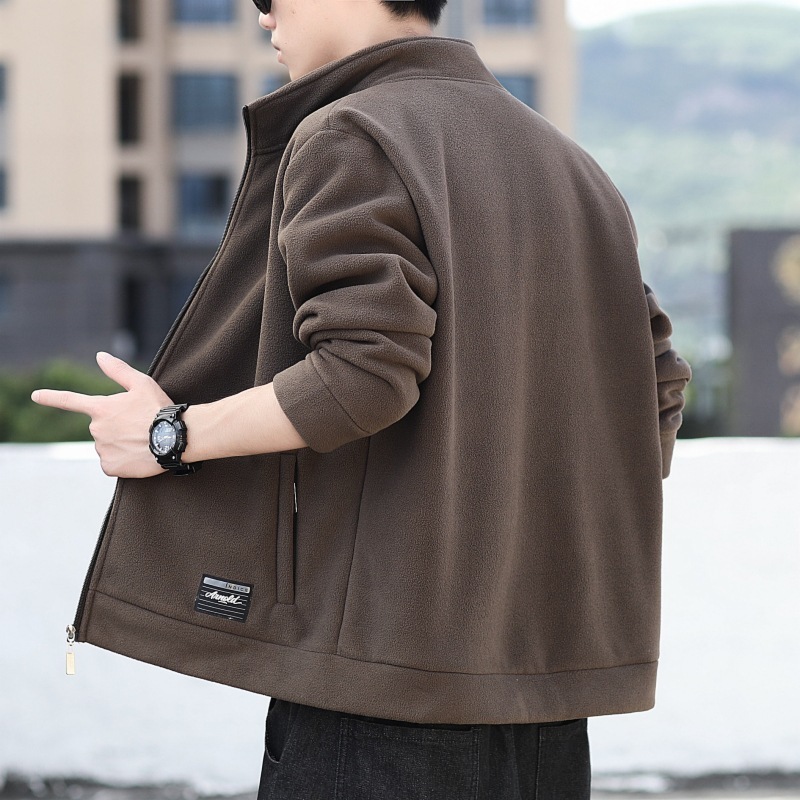 New designer rocking men's 2024 spring/summer new outdoor sports and leisure thick oversized stand up collar fleece jacket