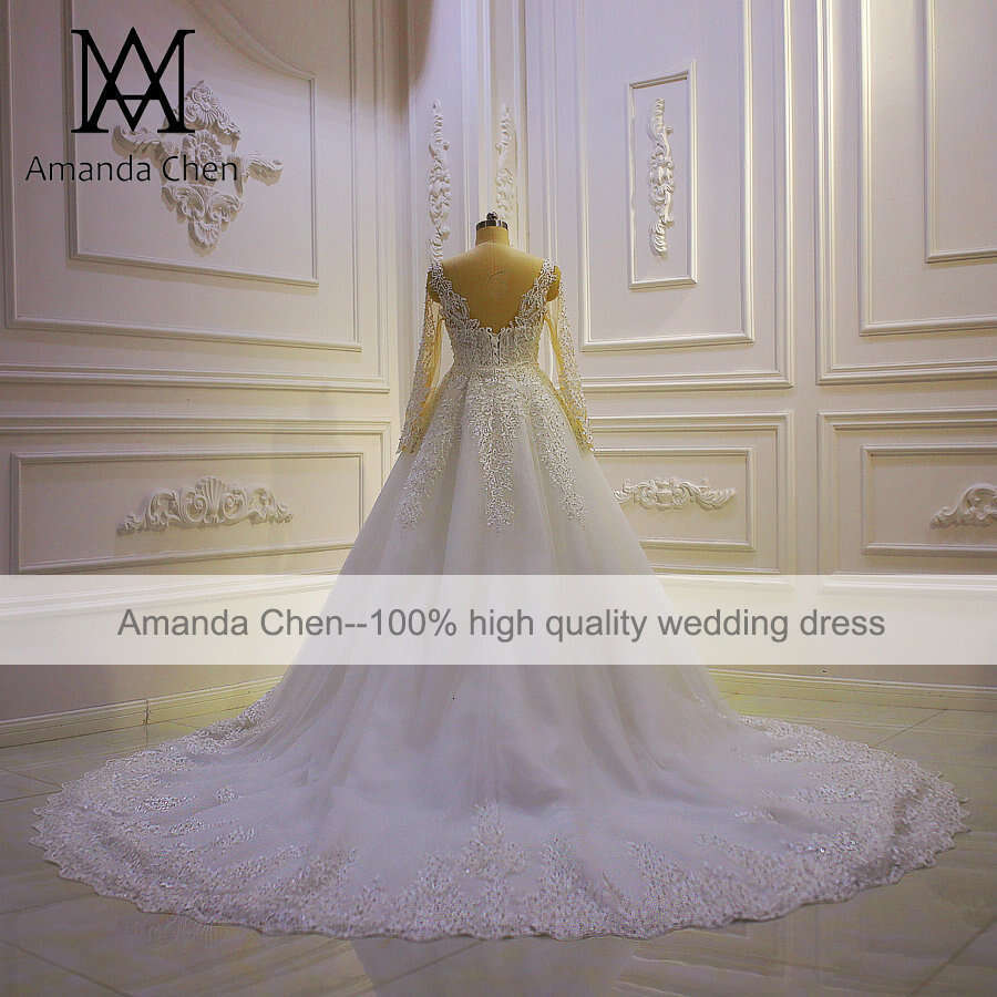 2 in 1 Long Sleeve Lace Appliqued Mermaid Detachable Skirt Wedding Dress