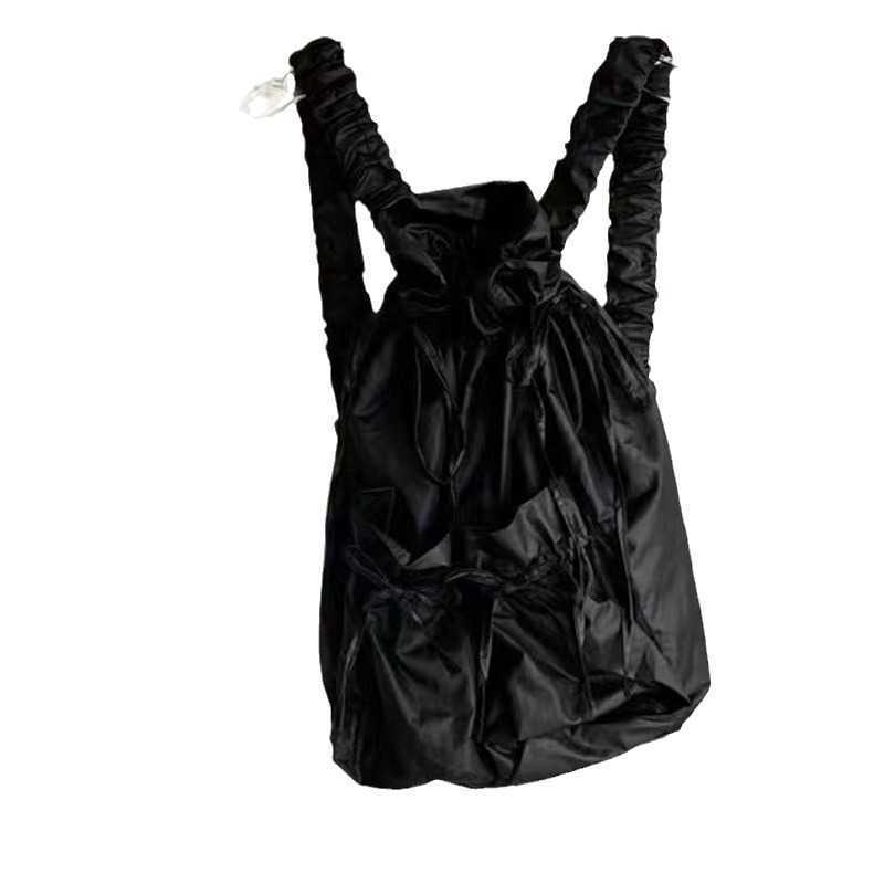 South Korea leisure pleated drawstring backpack student backpack large capacity versatile backpack 241015