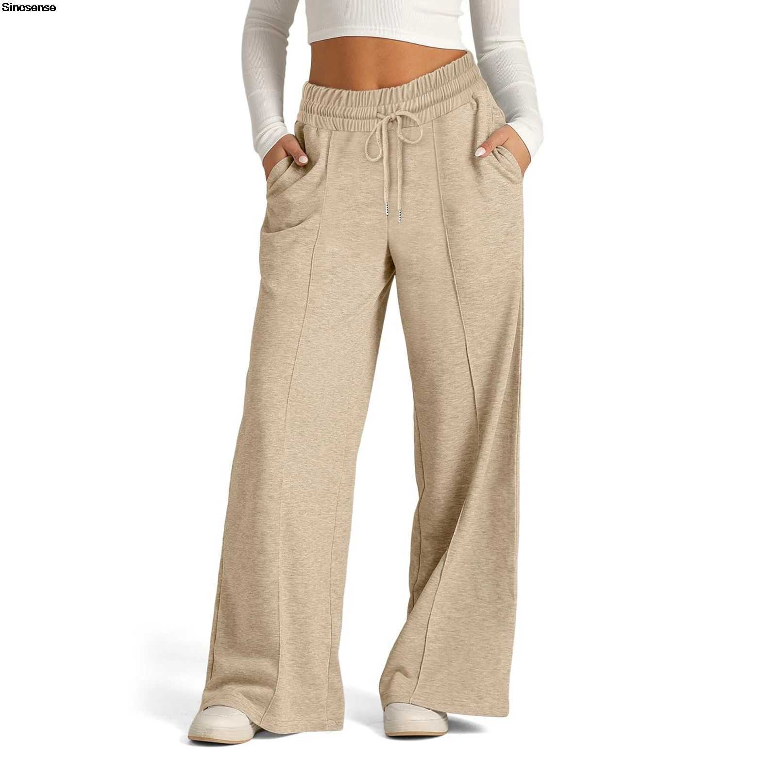 Womens Wide Leg Sweatpants High Waisted Baggy Flared Pants Drstring Athletic Joggers Casual Daily Wear Loose Yoga Sports PantsX241028
