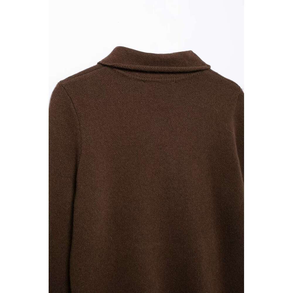 TRAFZA Women's Solid Slim Fit Cardigan Buttons Flap Spring Autumn New 2024 Fashion Casual Sweater