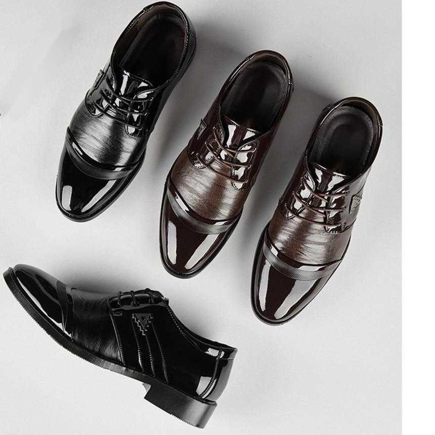Men Dress Shoes Spring New Leather Shoes Mens Business Dress Wedding Shoes Lace Up Pointed Single Dressing Shoes 241009