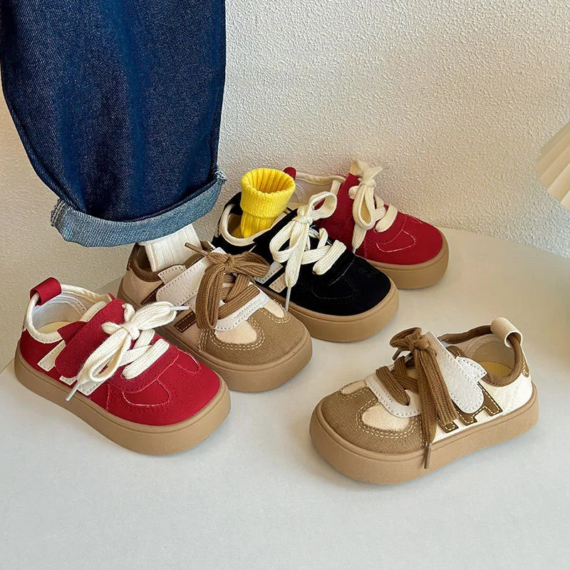 Korean Kids Canvas Shoe 2024 Toddler Baby Shoes Spring Autumn Boys Casual Shoes Soft Sole Breathable Girls Red Canvas Shoes 241028