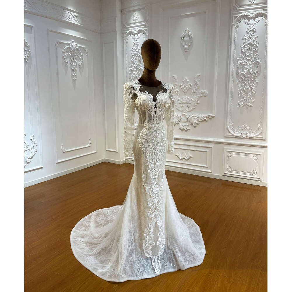 Hot sale Long Sleeve Show The Fish Bones Mermaid Bridal Wedding Dress