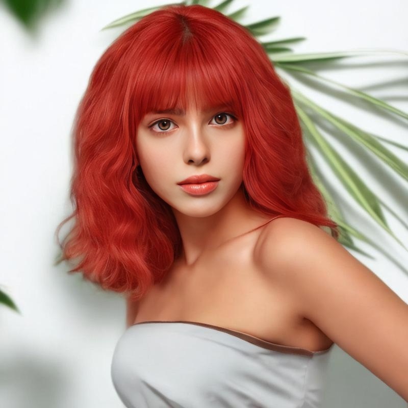 Hot selling wig for women, bright red shoulder-length wool curls, Halloween cosplay prop wig headpiece
