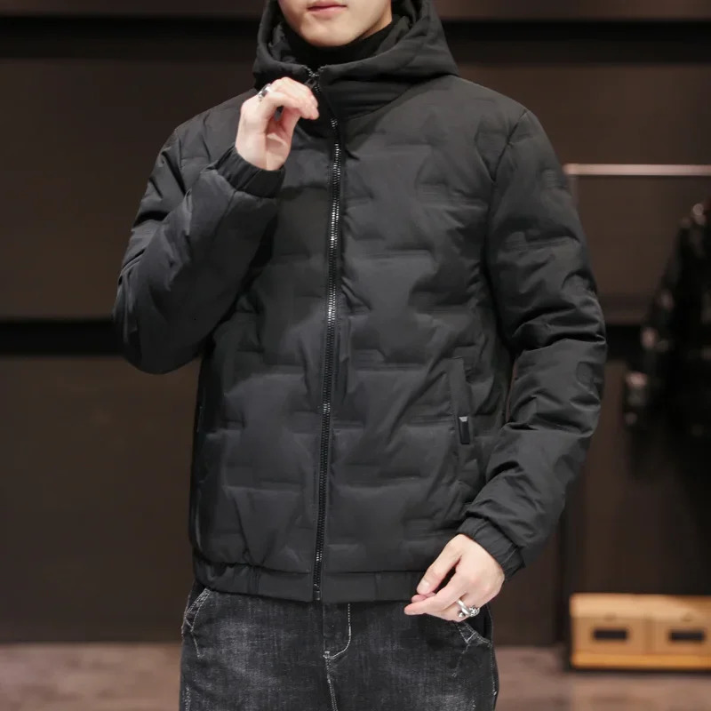 2024 Mens Winter Jacket Fashion Casual Thickened Down Cotton Warm Parkas Male Allmatch Lightweight Coldproof Hooded Coat 241024