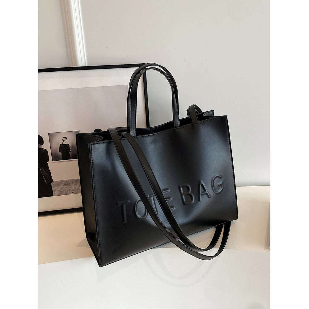 Large Capacity Fashionable Tote With Letter Print Fashion Solid Color Simple Crossbody Women Casual Handbag Shoulder Bag
