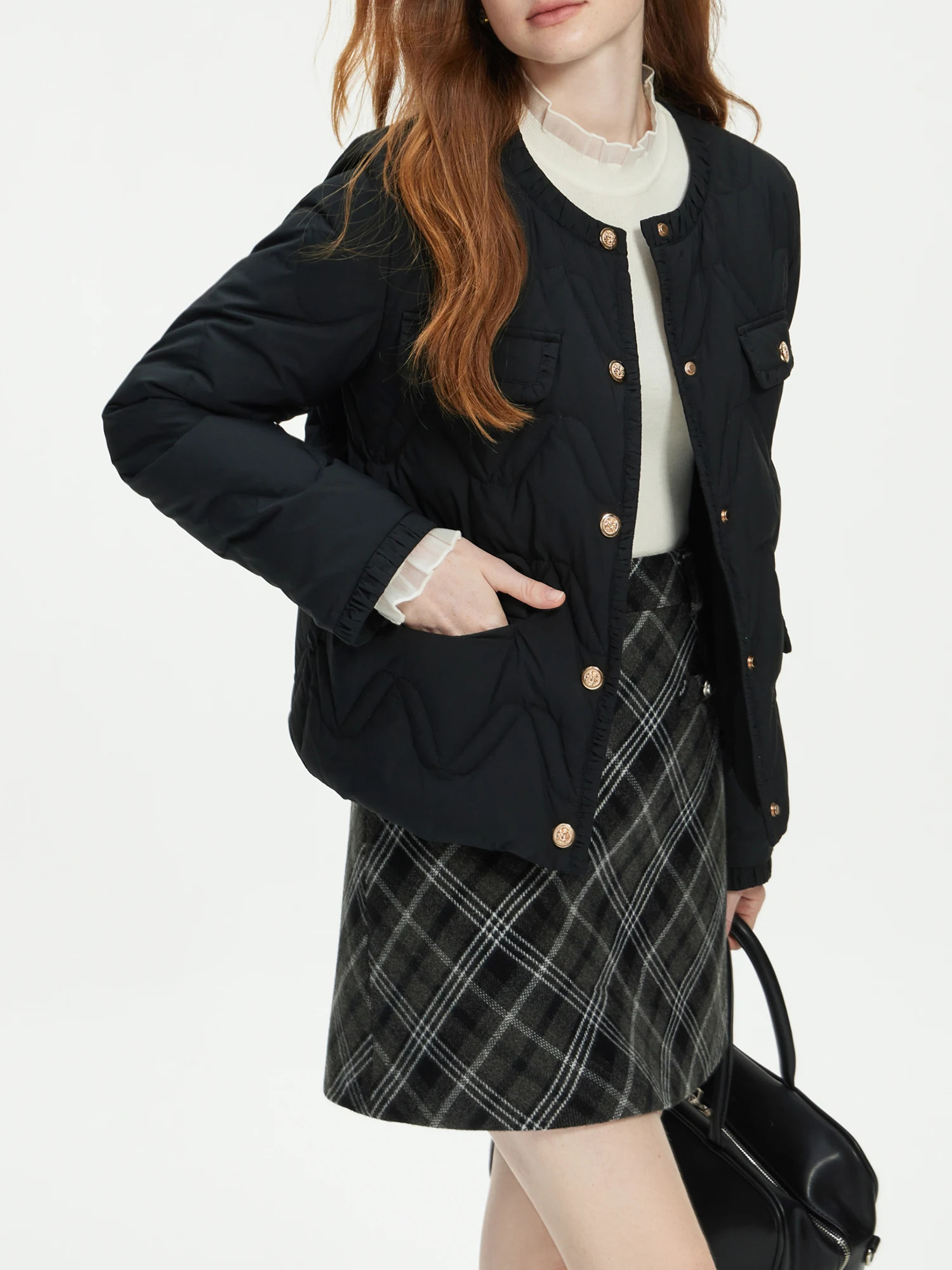 FSLE Office Womens Retro College Style Wool Womens Skiing Autumn/Winter A-line Womens Leisure Skiing 24FS14367 241028