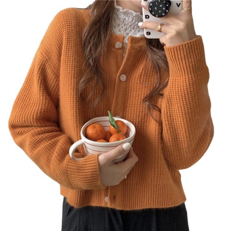 Autumn Short Knitted Cardigan Loose And Lazy College Style Outerwear Sweater Jacket Women Long Sleeved Shirt F1028#42 .