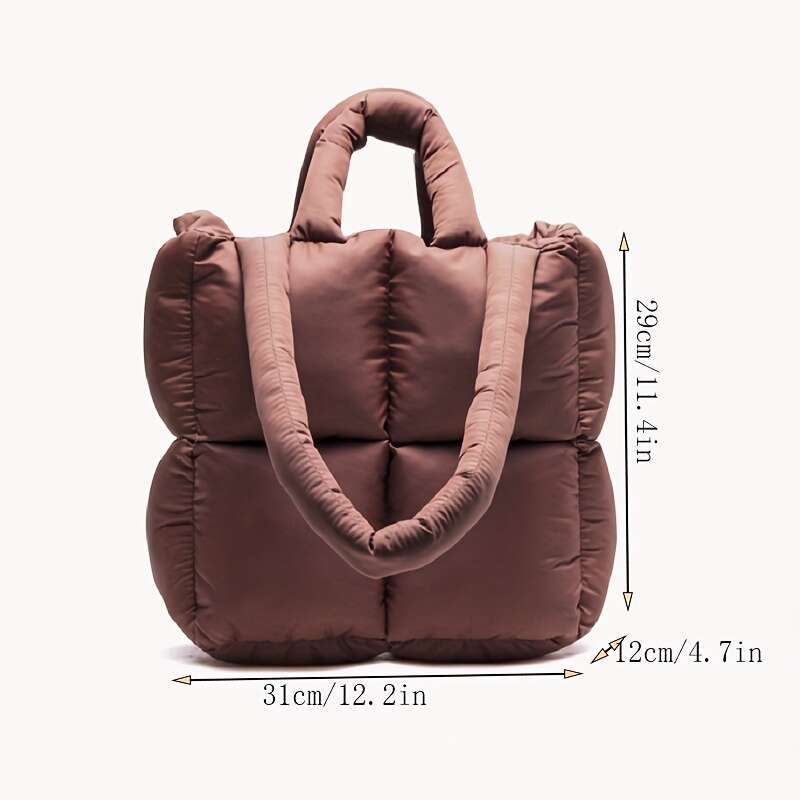 Spacious Quilted Puffer Shoulder Bag - Chic Women's Fashion Handbag