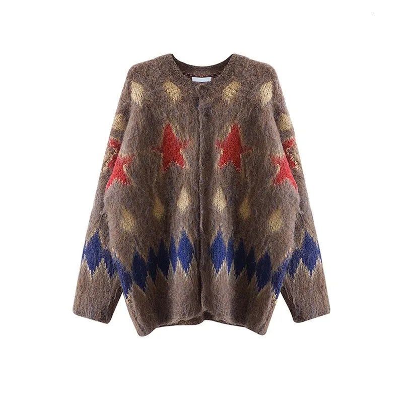 Mens Knitted Graphic Buttons Cardigan Sweater Coat Long Sleeve Casual Streetwear Stylish Leisure Vintage 2024 241024