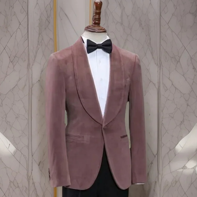 1 Pc Velvet Suit Jacket for Wedding Shawl Lapel Formal Groom Tuxedo Blazer Slim Fit Best Male Fashion Coat 2025