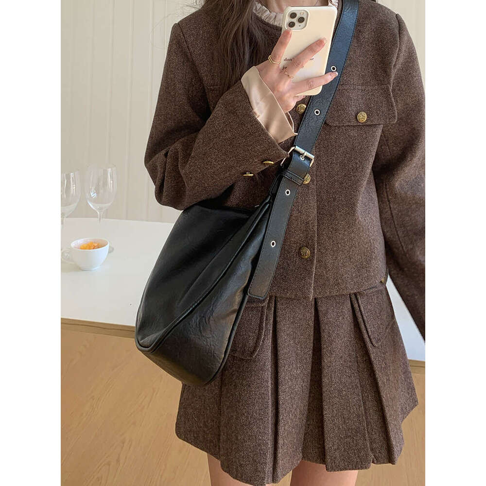 Girls Teenage With Pendant Crossbody Bag New Retro College Style Casual Solid Color Ultra Soft Washed bag