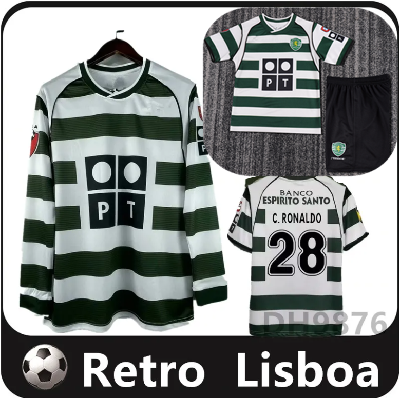 01 02 03 04 Lisboa retro soccer jerseys ronaldo Marius Niculae 2001 2002 2003 Men kids kit Lisbon C.RONALDO Classic Vintage football Long sleeved shirts tops CP 16-2XL
