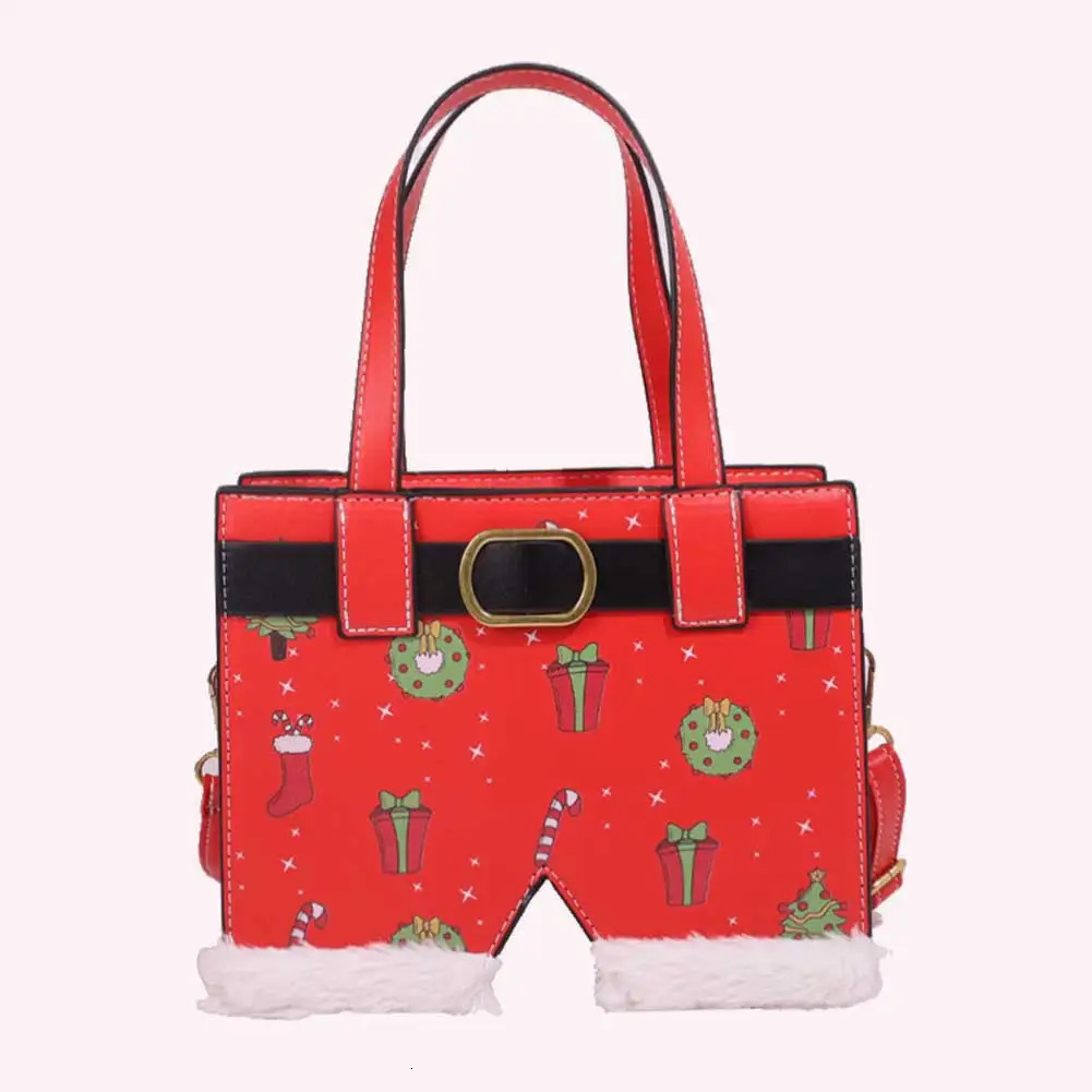 Santa Pants Creative PU Shoulder Bag Large Capacity for ChristmasGift Box Type 241025