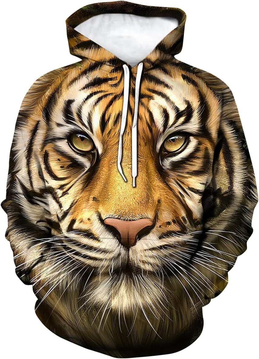 Hoodie for Mens Womens Men's Tiger All trends match Hoodie Autumn Winter Long Sleeve Pullover Fantasy Animal Theme Sweatshirt Realistic Graphic H