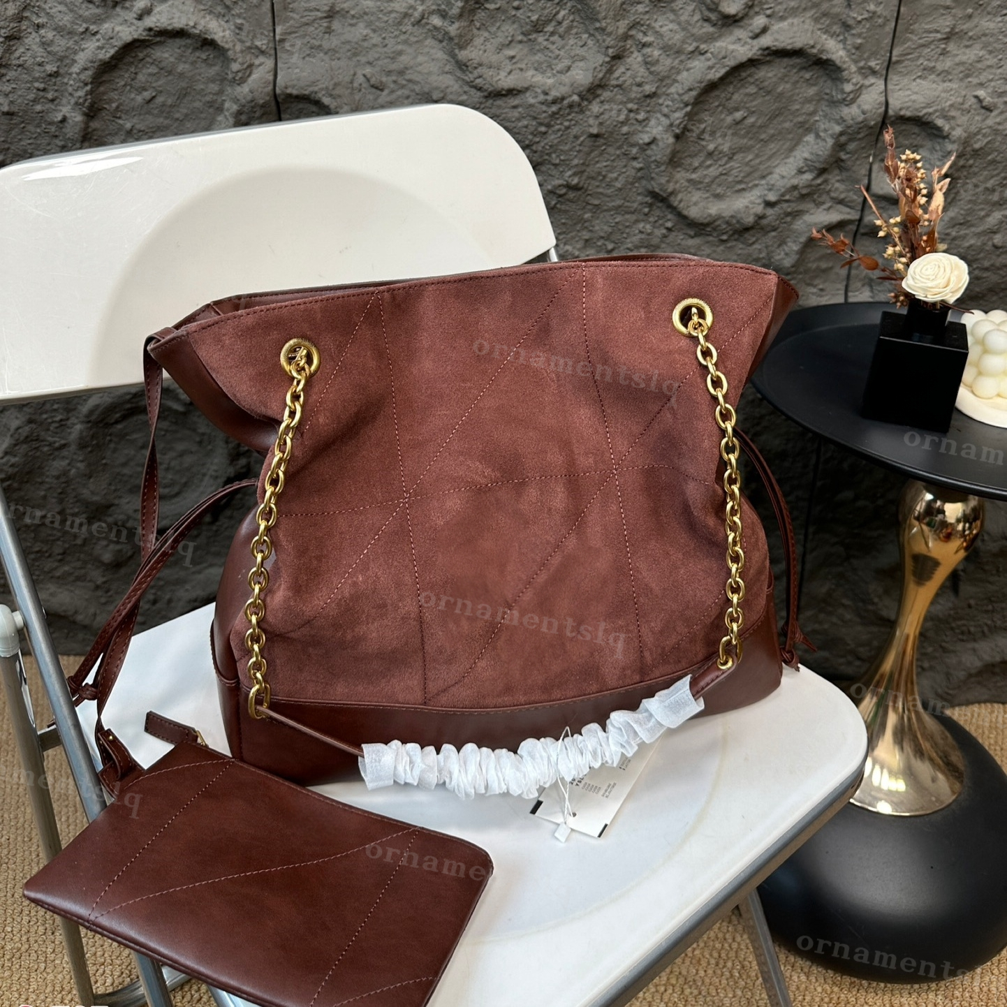 AAA Designer Handbag Autumn/Winter Sheepskin Suede Shoulder Bag with Outer Bag Soft Fabric Large Capacity Mommy Bag Travel Bag Classic High Quality two-piece set