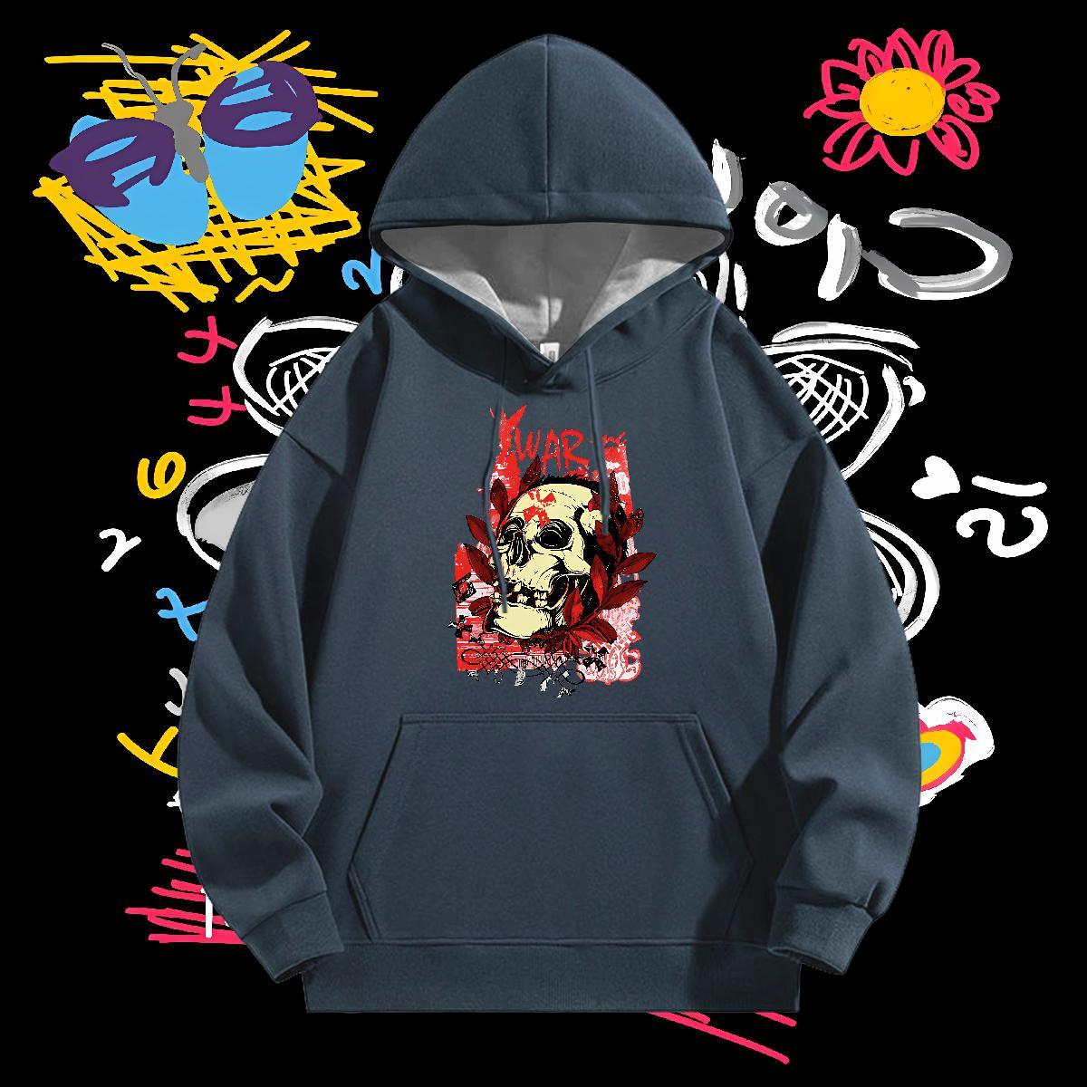 Fashion Design Hoodie for Men Breathable Drawstring Cool Design Men's Hooded Sweatshirt DIY Anime Top Hoody Autumn Winter Casual Velvet Thick