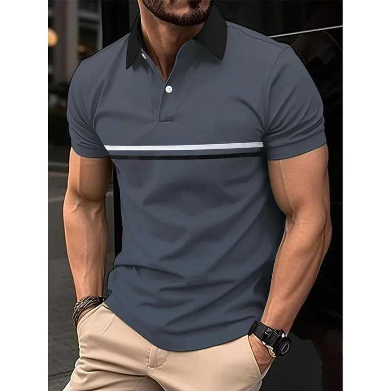 New European and American Mens Summer Daily Leisure Sports Checkered Print Flip Collar Short Sleeve Polo ShirtXJ250108