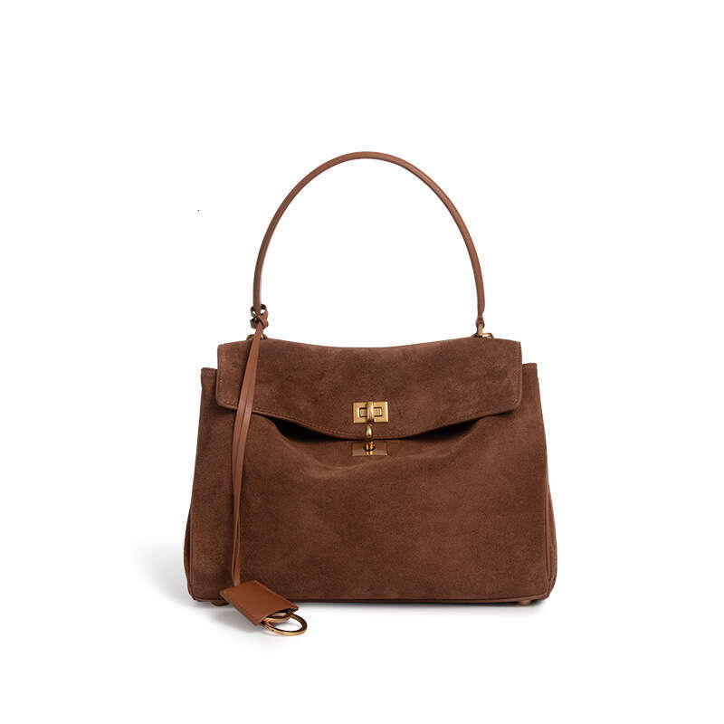 2024 Fall And Winter New Roden Soft Suede Tote Large Capacity Frosted Leather Lock Kylie Single Shoulder Crossbody Bag