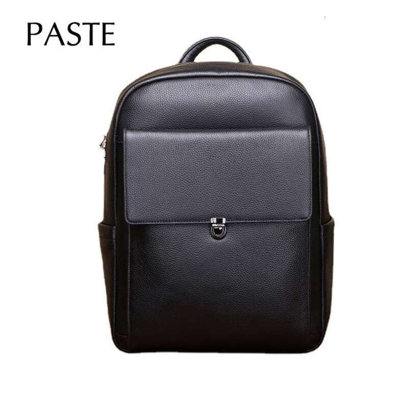Fashion First Layer Cowhide Men's 2023 Multifunctional Large Capacity Leather Leisure Travel Backpack Black