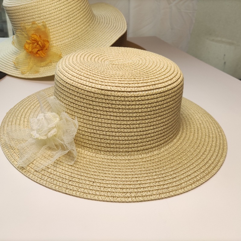 Flat sunshade straw Women's hat, beach for vacation and leisure hat