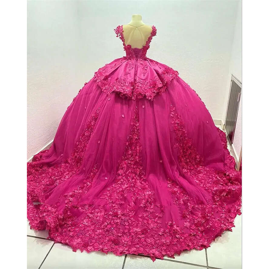Princess Fuia Dresses Sheer Neck Lace Up Corset D Ral Black Girl Vestido De Anos Quinceanera Princesa