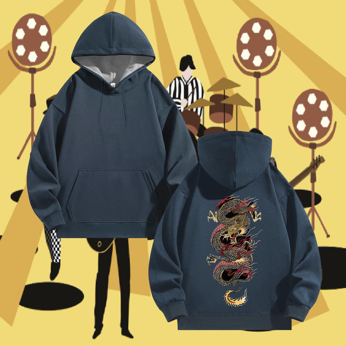 Classic Men Sweatshirt hoodie Plus Size Cartoon Loose Fit Men Clothes Hoodie Top Hoodie Daily Outfit Thick Plush Breathable Soft