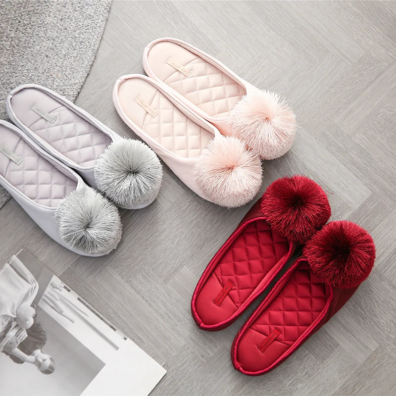 RedPinkGray Style At Home Slippers Indoor Winter Slippers Adult Women Soft Slipper Lovers Winter House Gilr Shoes 241025