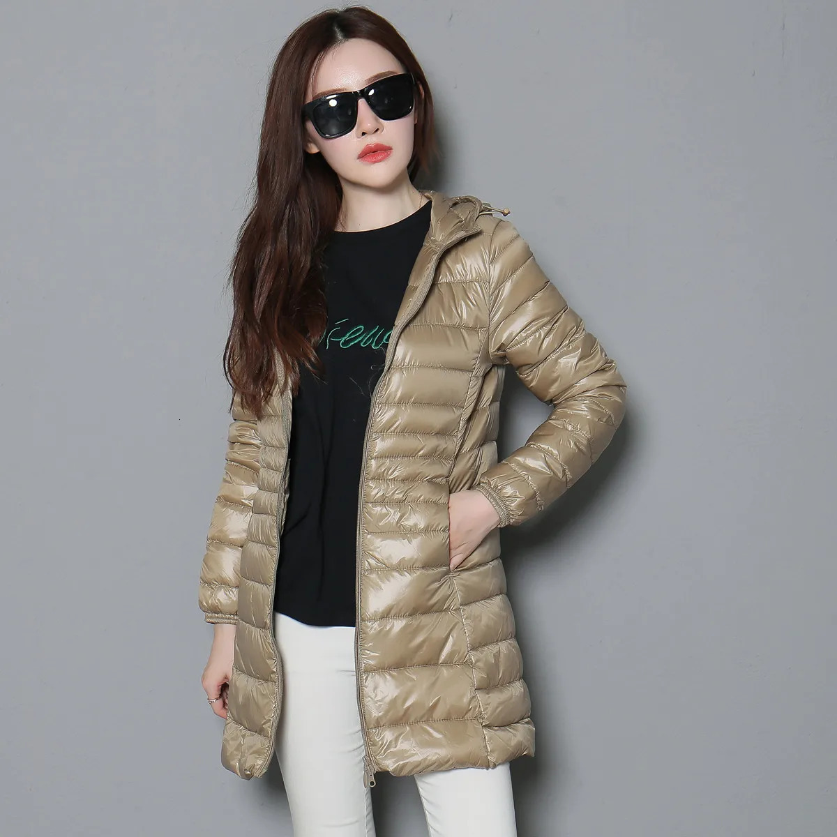 Autumn Winter Women Ultra Light Duck Down Jackets Hooded Long Puffer Down Coat Windproof Outerwear Parkas S-7XL 241028