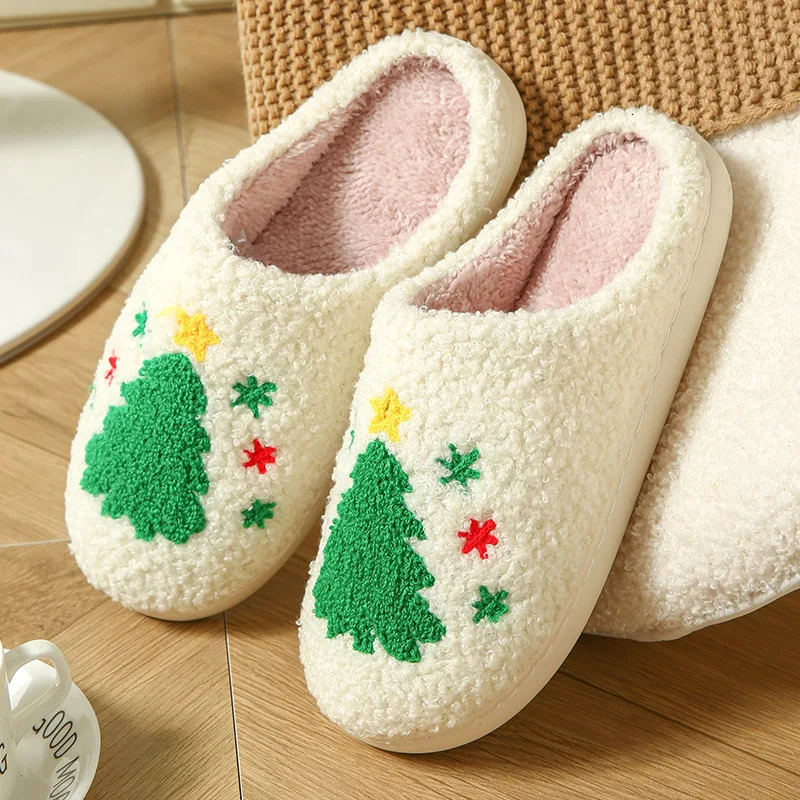 Winter Women Fluffy Slippers Men Indoor Floor Warm Slides Couples Cute Warm Quiet Slides Adults House Lattice Plush Flip Flops 241025