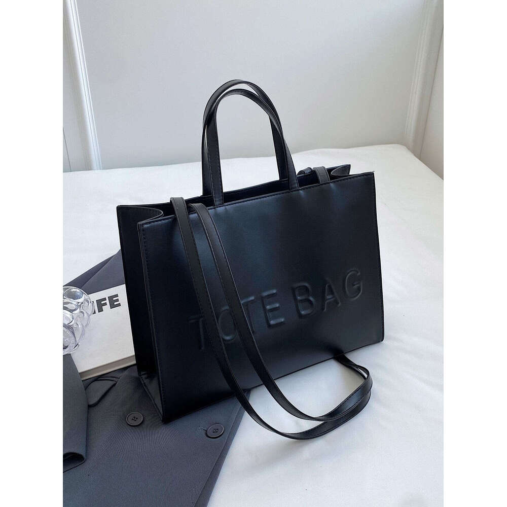 Large Capacity Fashionable Tote With Letter Print Fashion Solid Color Simple Crossbody Women Casual Handbag Shoulder Bag
