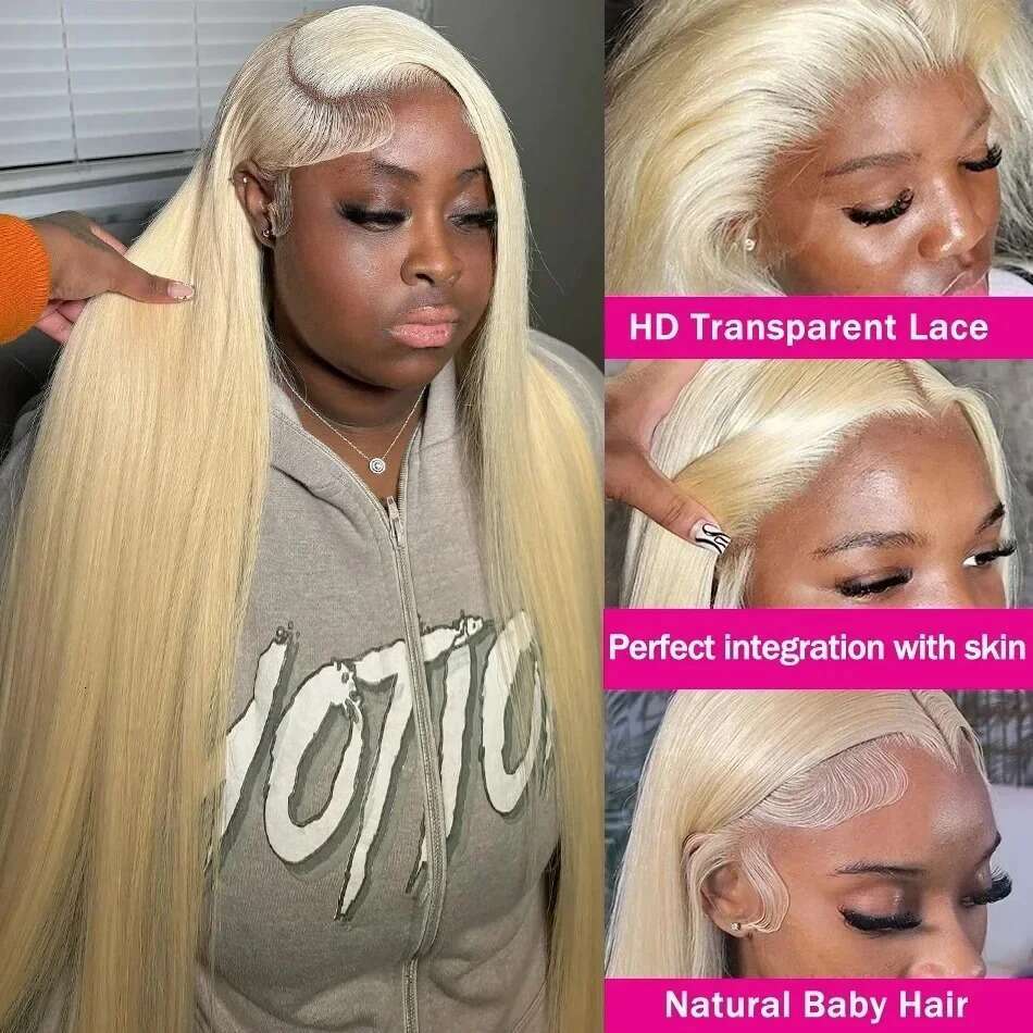 Density Blonde x HD Lace Front Human Hair Wigs Can Be Dyed Inch Straight Honey Brazilian Wig Sale