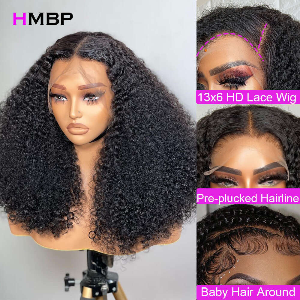 Glueless Wig Human Hair Ready To Wear Kinky Curly x HD Lace Frontal Pre Plucked With Baby Brazilian Wigs