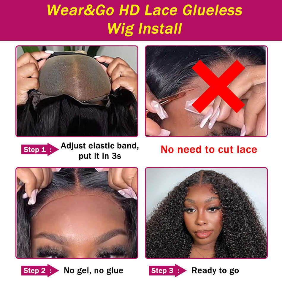 LINKS Deep Wave Glueless Wigs Human Hair Pre Plucked Cut x Curly Lace Density Wet And Wavy