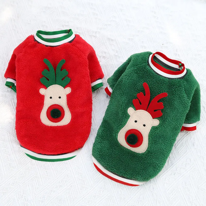Dog Warm Jumpsuits Winter Fleece Pet Overalls for Small Medium Dogs Cats Clothes Puppy Pamas Christmas Teddy Outfit Free shipping