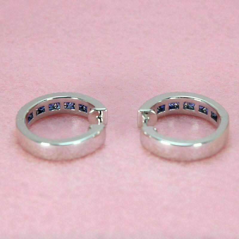 Classic Sapphire Earrings Women 925 Sterling Silver Zircon Crystal Earrings Fashion Round Diamond Princess Earrings Luxury Wedding Jewelry